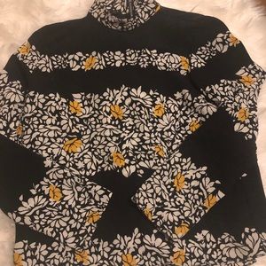 Zara black and yellow floral long sleeve top